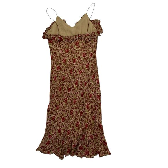 RALPH Ralph Lauren 90s Paisley Floral Slip Dress Medium Y2K Ruffle Bias Cut Midi - Picture 3 of 15